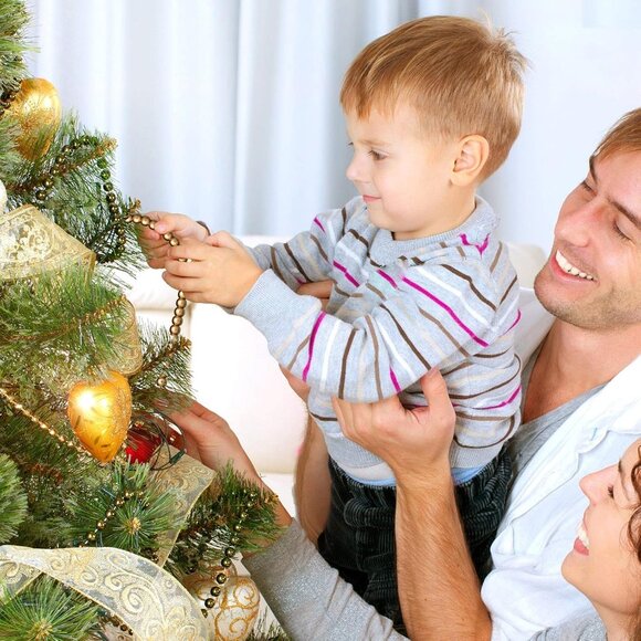 16 Feet Christmas Wood Bead Garland Wooden Bead Garland for Christmas Tree Holid - Picture 2 of 7